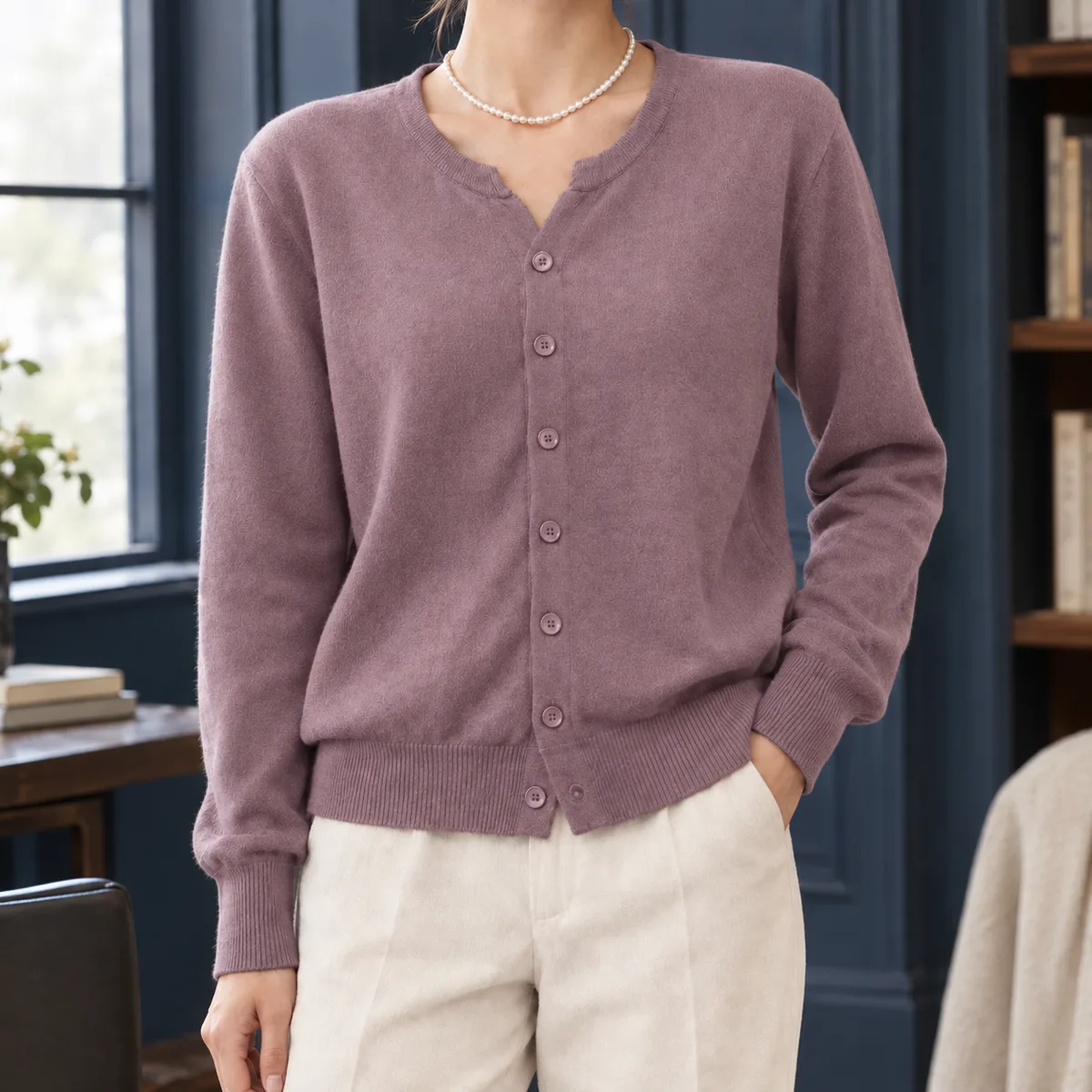Raven Relaxed Cardigan — Purple