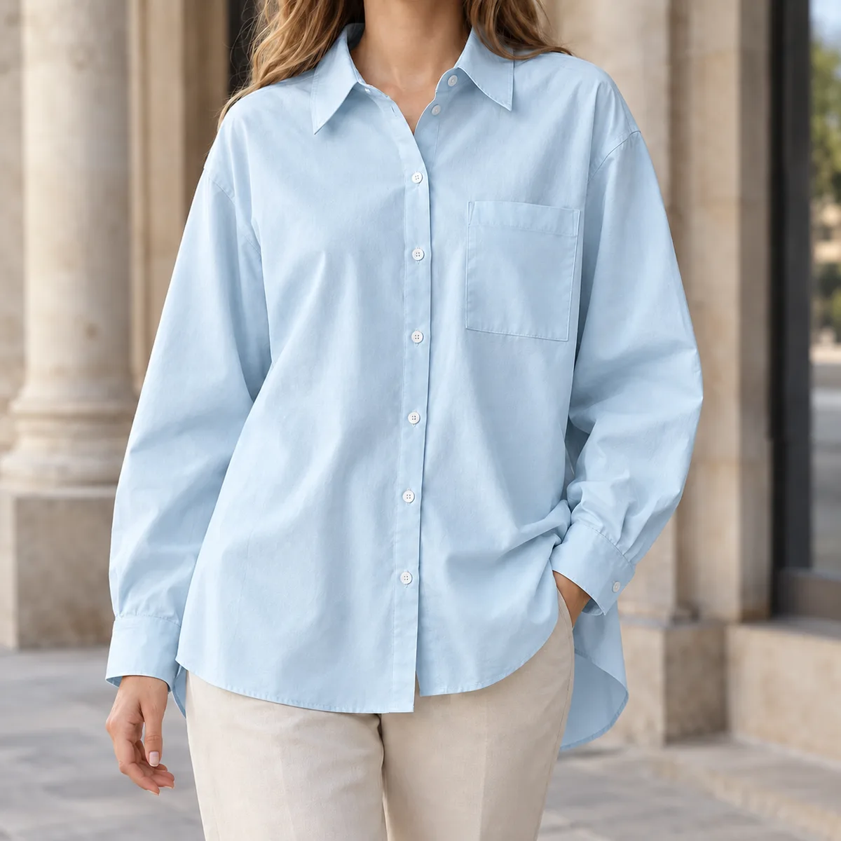 Zelie Relaxed Shirt — Sky Blue