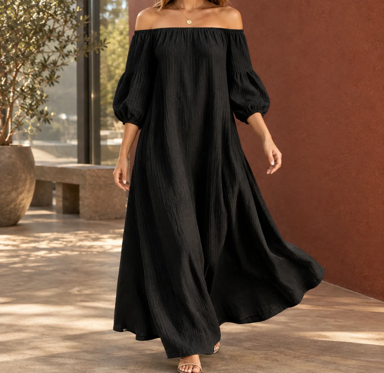 Beatrix-Rose Off-Shoulder Maxi