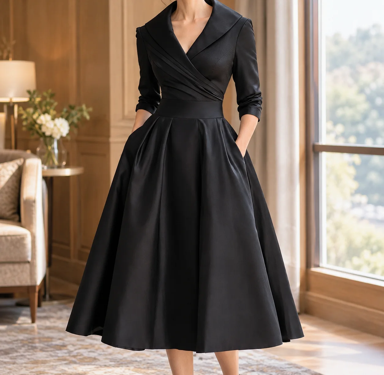 Marissa Lapel Midi Dress