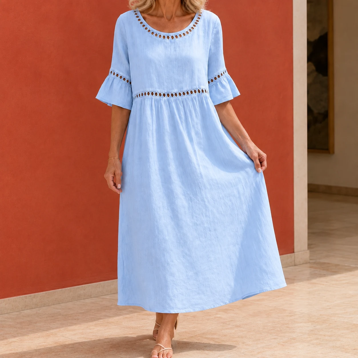 Estella Eyelet Midi Dress