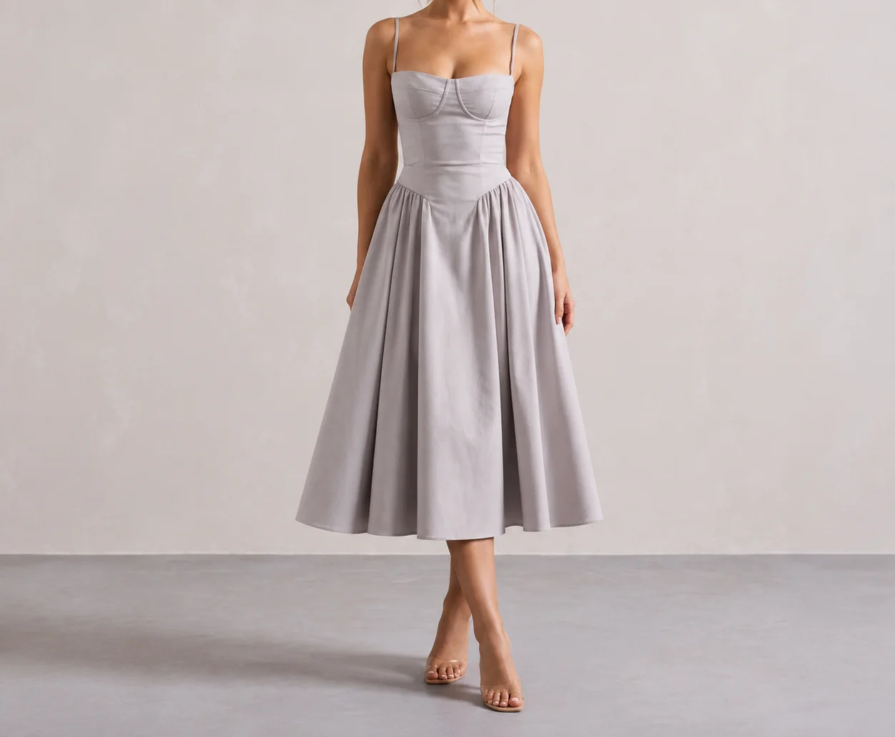 Marietta Basque-Waist Midi Dress