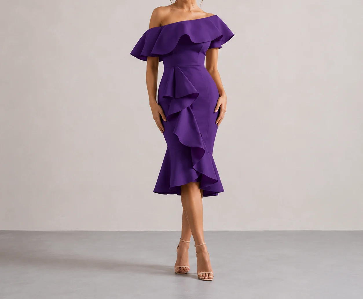 Luisella Ruffle Midi Dress
