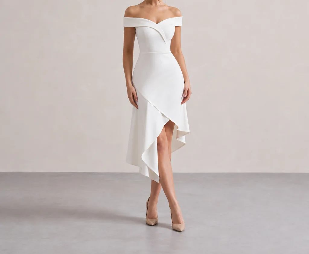 Gaetana Folded-Neck Midi Dress