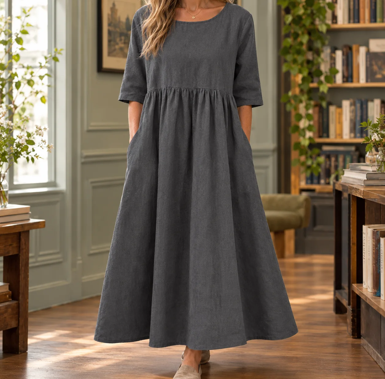 Vanessa Gathered Long Dress