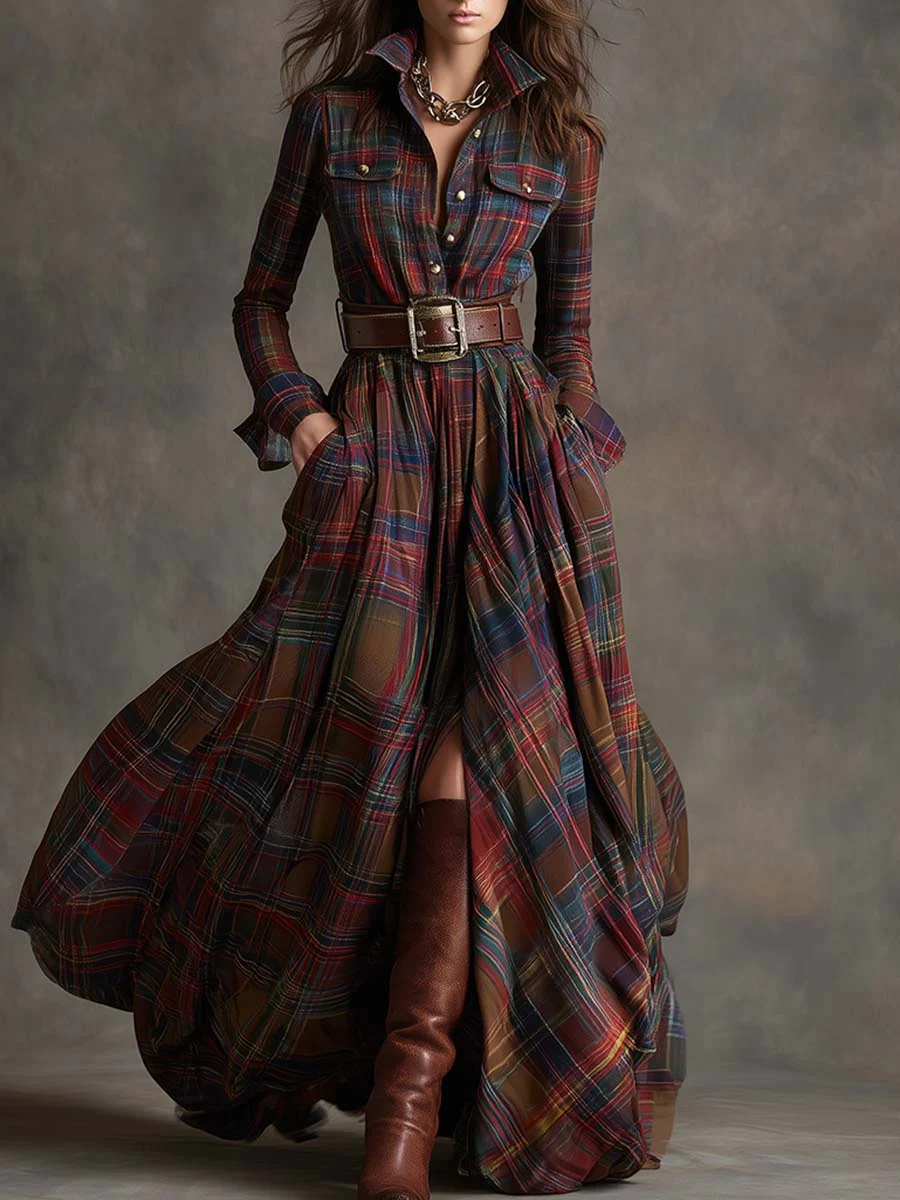 Louelle Plaid Shirt Dress