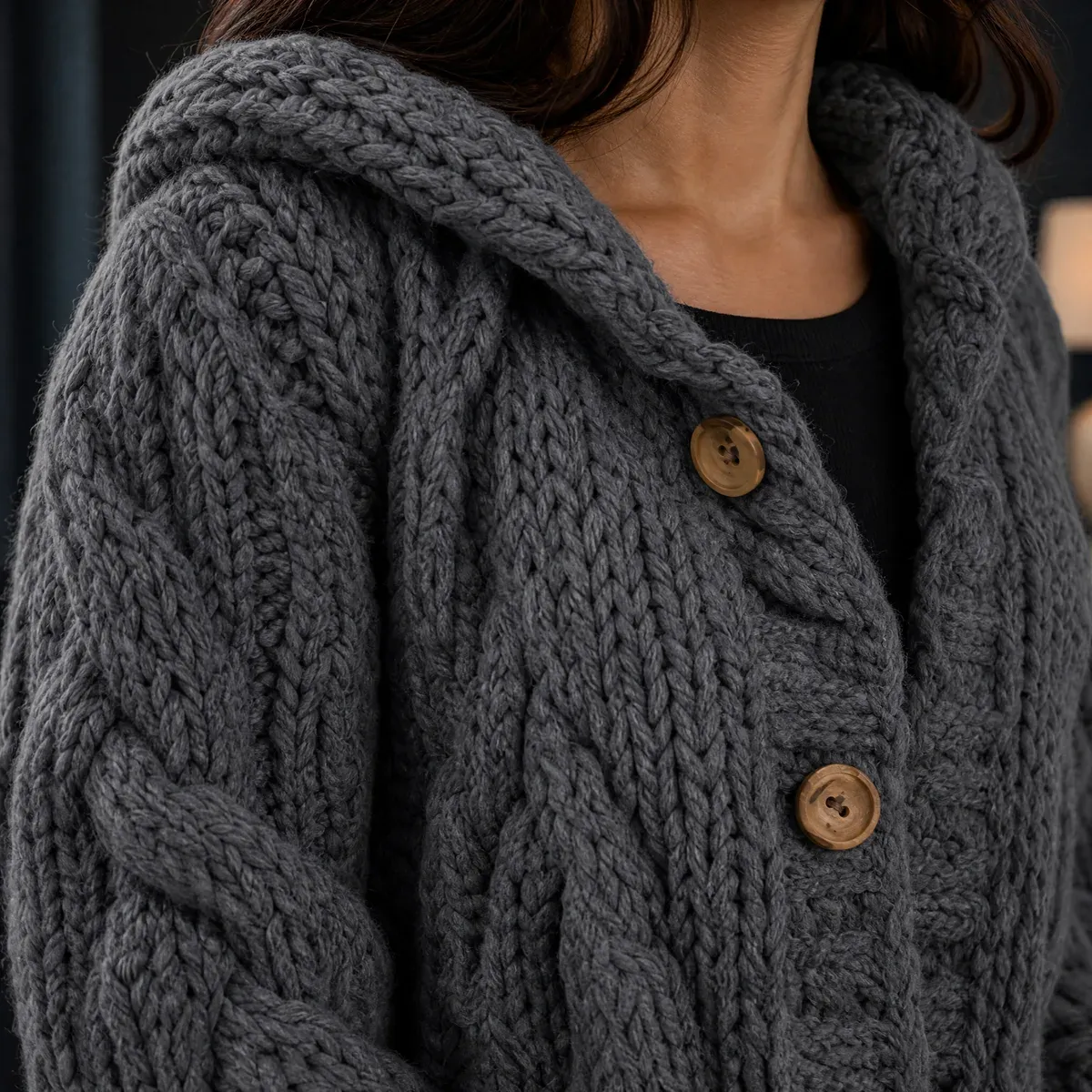 Bethany Cable Knit Cardigan — detail