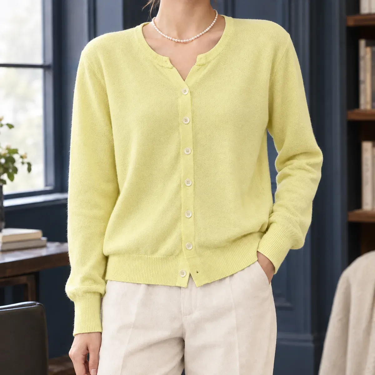 Raven Relaxed Cardigan in Light Yellow