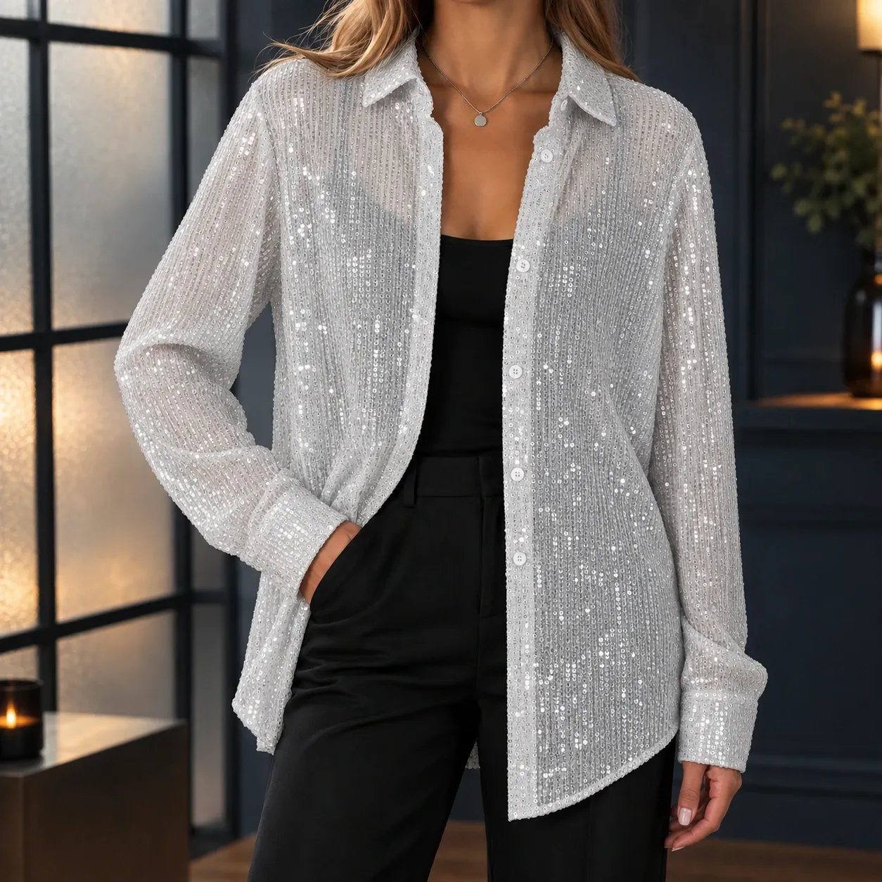 Zenobia-Kate Sequin Shirt — source gallery photograph 3