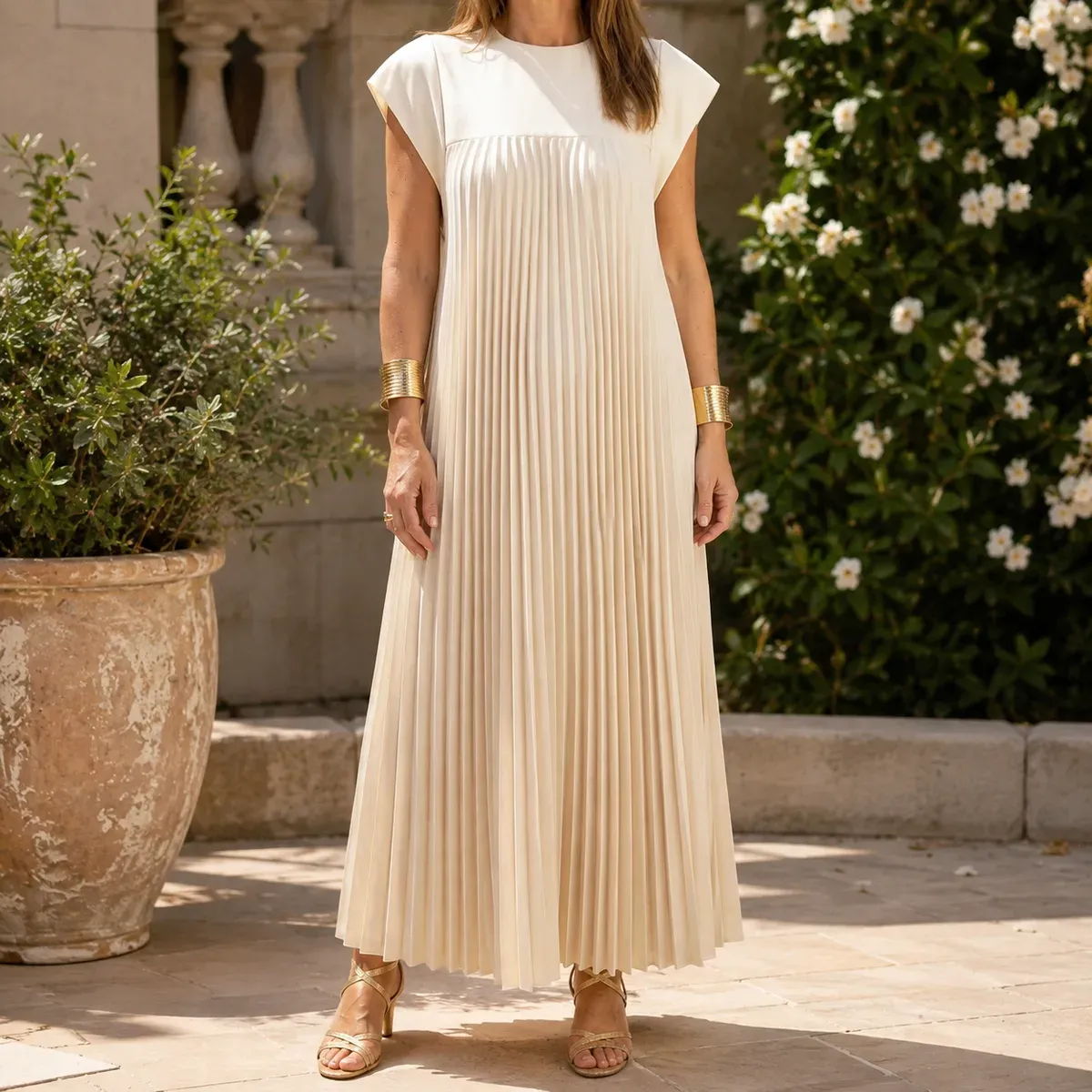 Vivienne Pleated Maxi Dress — gallery photograph 1