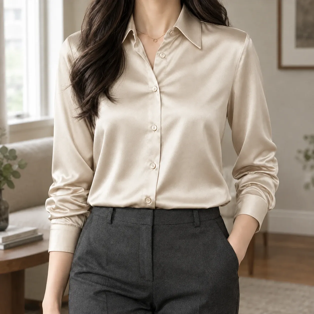 Charlotte-Belle Satin Shirt — source gallery photograph 5