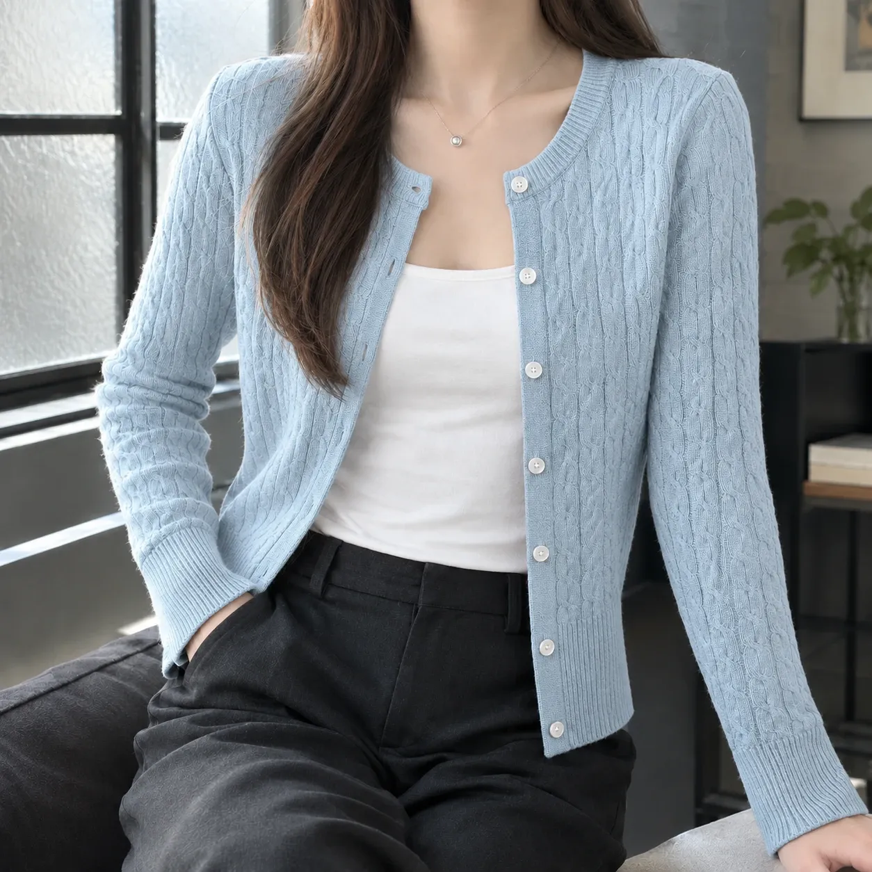 Elodie Cable Knit Cardigan — source gallery photograph 3