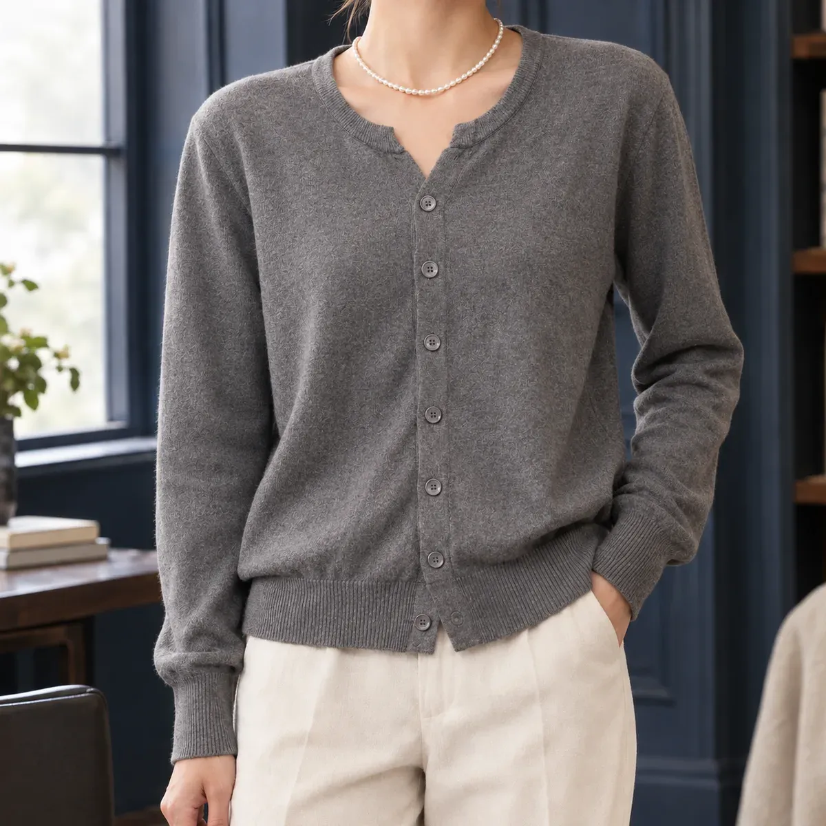 Raven Relaxed Cardigan in Gray