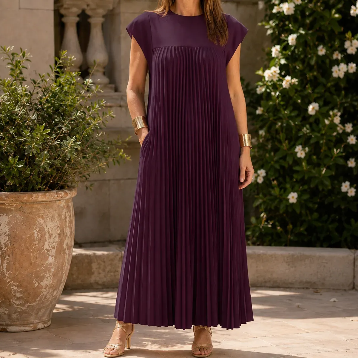 Vivienne Pleated Maxi Dress — gallery photograph 7