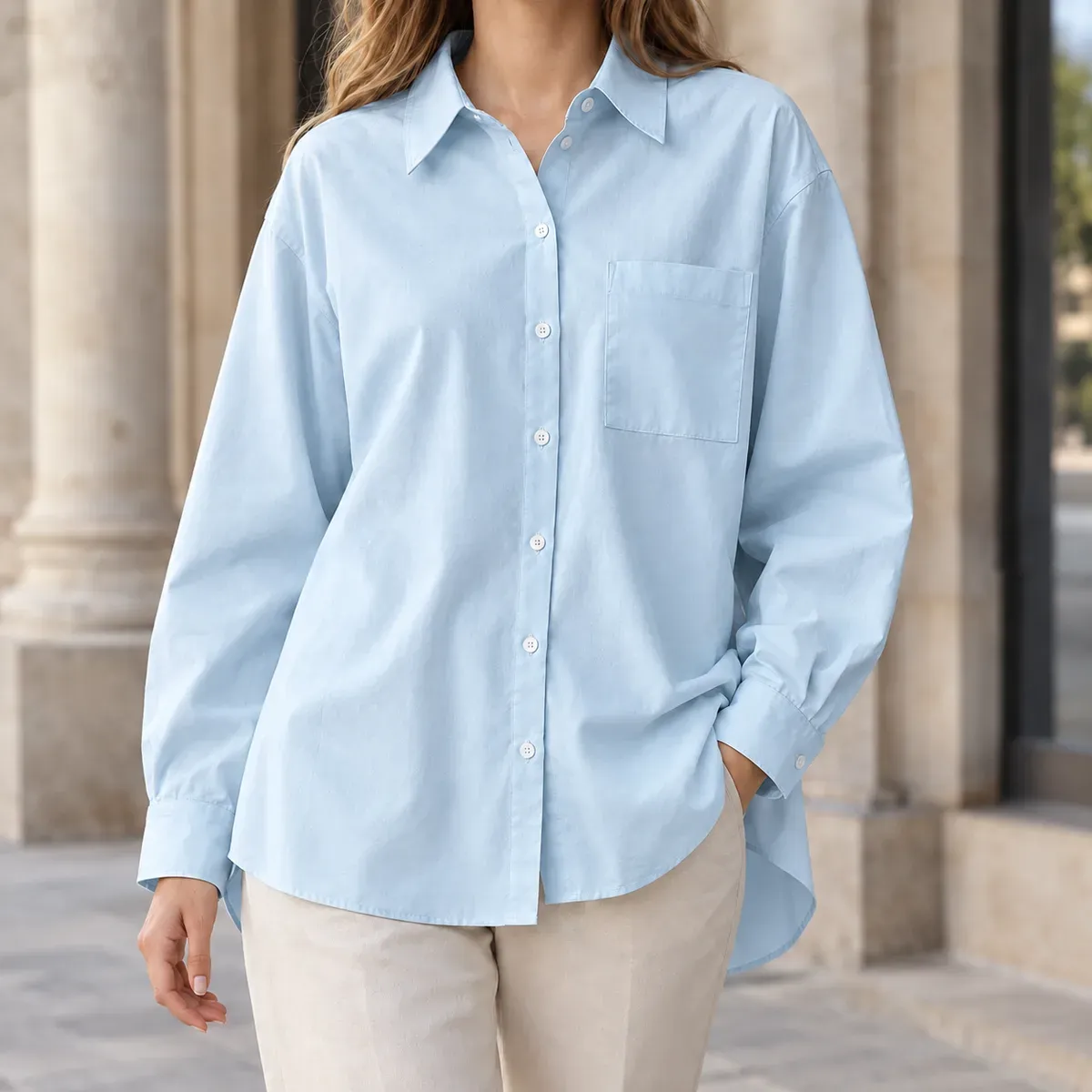 Zelie Relaxed Shirt in Sky Blue