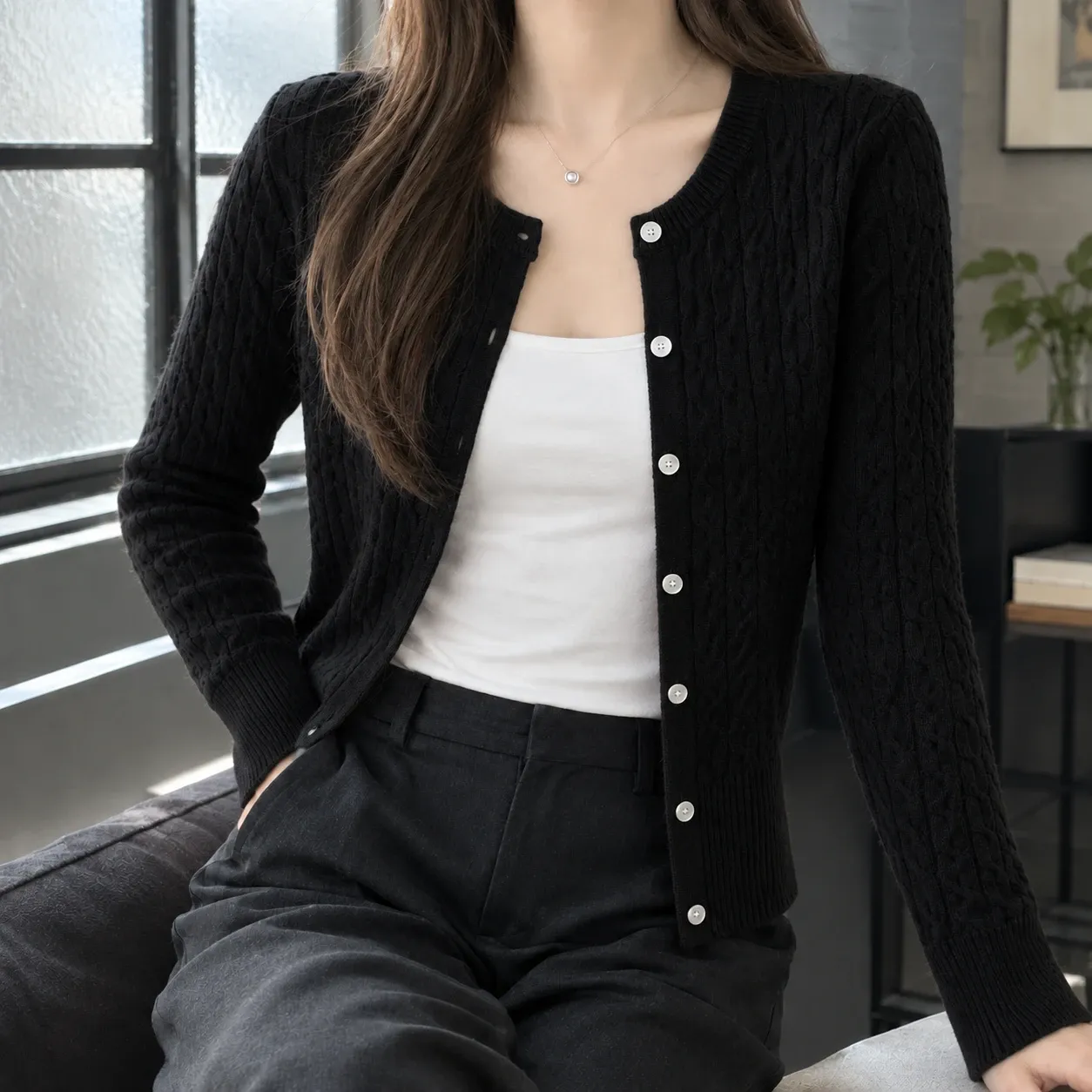 Elodie Cable Knit Cardigan — source gallery photograph 6