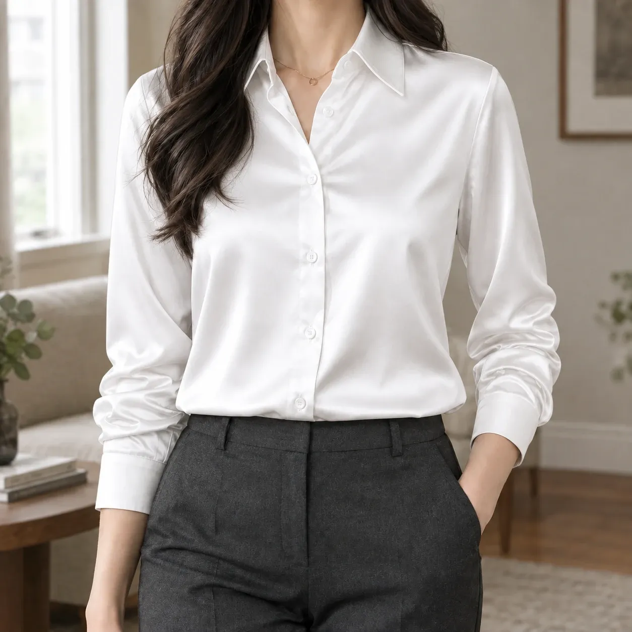 Charlotte-Belle Satin Shirt — source gallery photograph 3