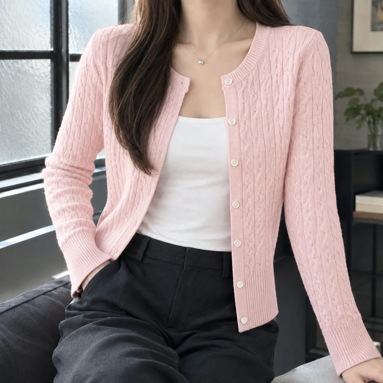 Elodie Cable Knit Cardigan — source gallery photograph 4