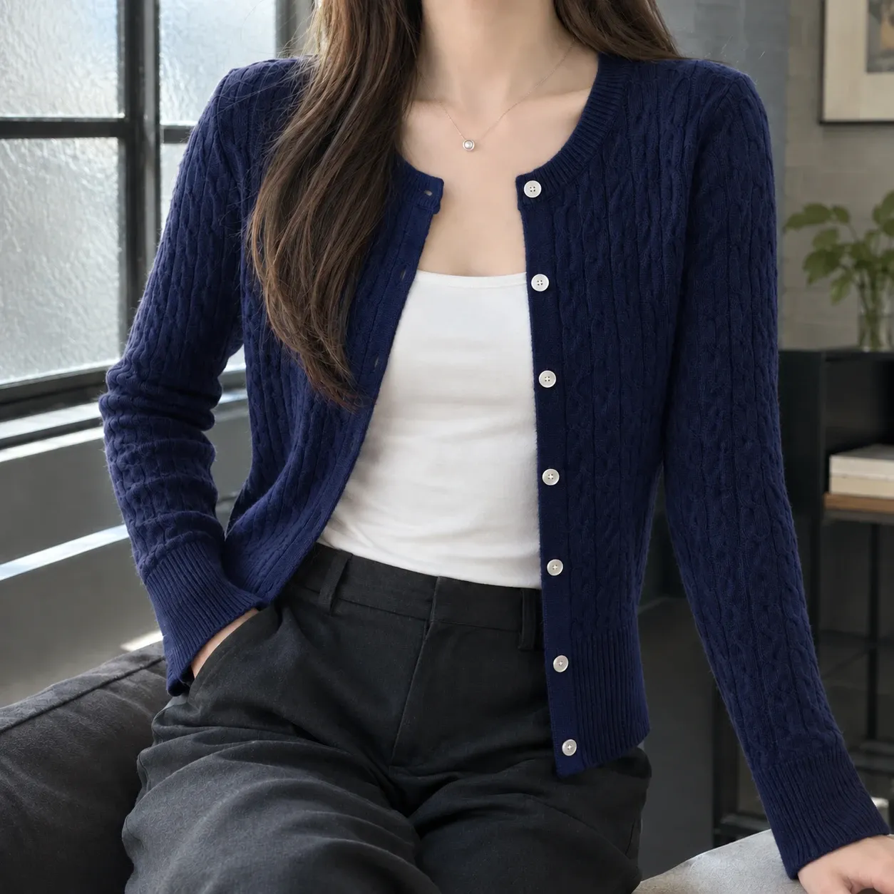 Elodie Cable Knit Cardigan — source gallery photograph 5