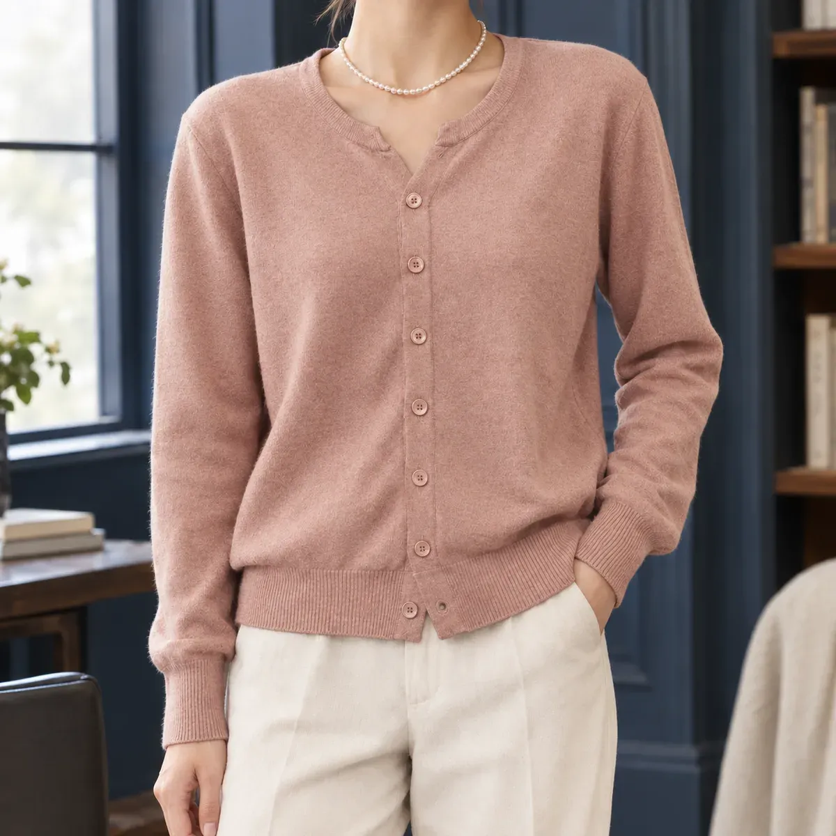Raven Relaxed Cardigan in Pink